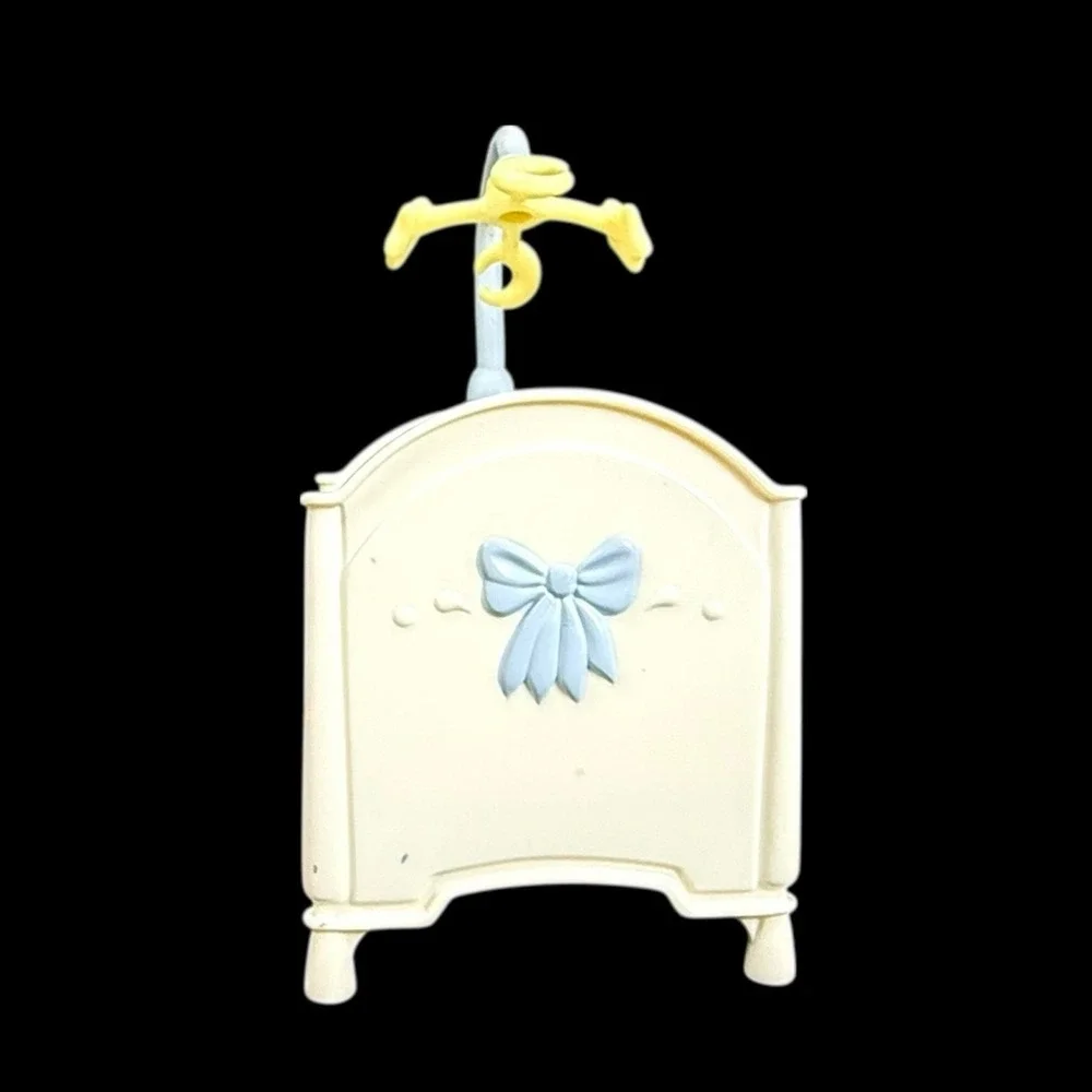 Fisher-Price Loving Family Dollhouse Baby Boy White Crib‎ Blue Mobile  VTG